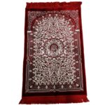 Red Safa Thick Islamic Floral Prayer Mat from Turkey