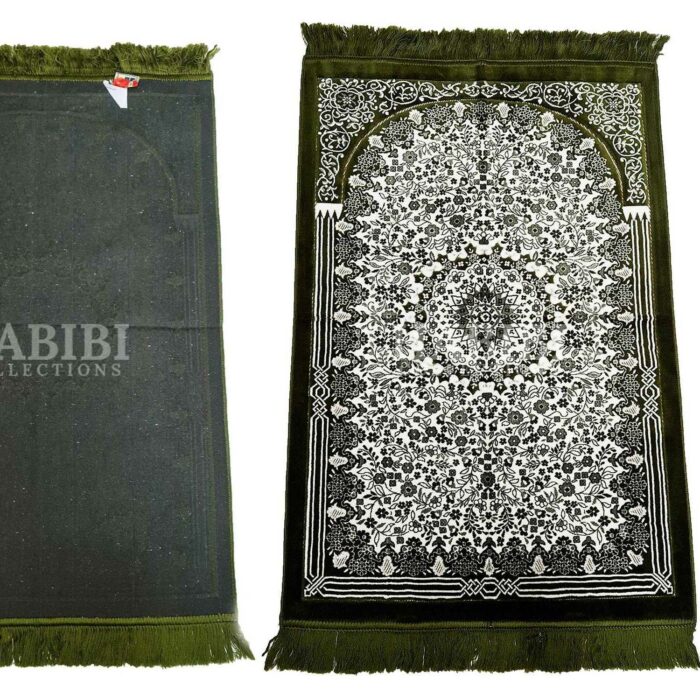 Green Safa Thick Islamic Floral Prayer Mat from Turkey