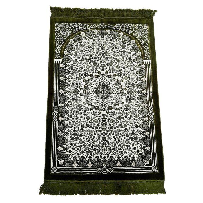 Green Safa Thick Islamic Floral Prayer Mat from Turkey