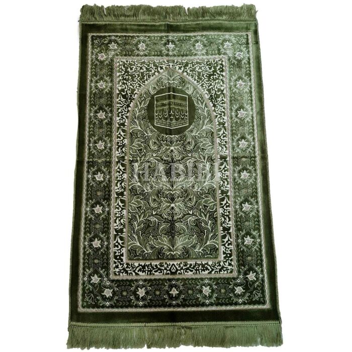 Green Safa Islamic Floral Kaaba Prayer Mat from Turkey
