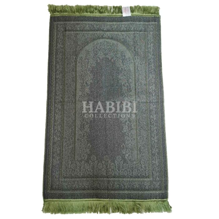 Olive Green Safa Islamic Floral Prayer Mat from Turkey
