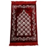 Red/Maroon Safa Islamic Floral Soft Prayer Mat from Turkey