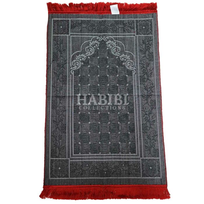 Red/Maroon Safa Islamic Floral Soft Prayer Mat from Turkey