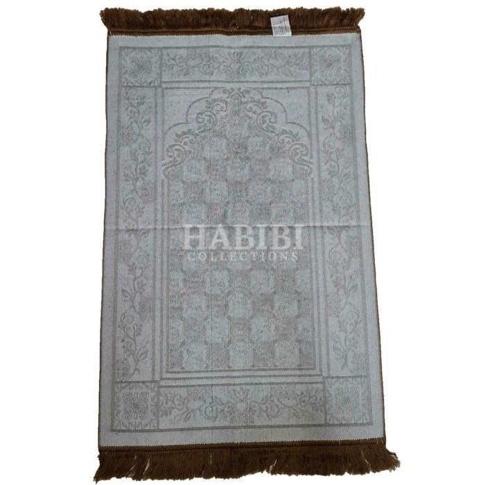 Brown Safa Islamic Floral Soft Prayer Mat from Turkey