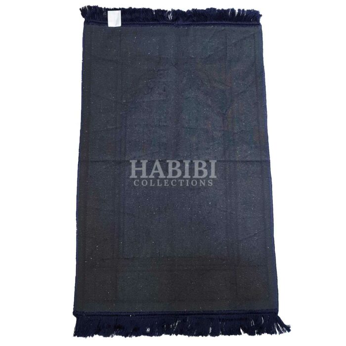 Navy Blue Safa Islamic Floral Soft Prayer Mat from Turkey