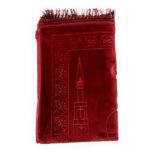 Bouncy Sponge Padded Masjid Moon & Star Dark Red Non-Slip Prayer Mat