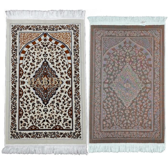 Islamic Floral Rawda Prayer Mat from Turkey. A luxurious high quality brand new style prayer mat with very high quality tassels and nice padding. Brand new style prayer mat. High Quality New Design. Size 27" x 44" - Weight: 600g-620g (approximate)