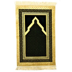 Luxurious Gold & Dark Green Geometric Prayer Mat