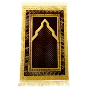 Luxurious Gold & Maroon Geometric Prayer Mat