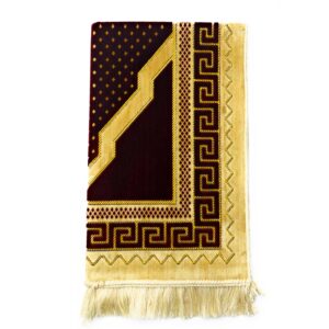 Luxurious Gold & Maroon Geometric Prayer Mat