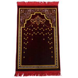 Maroon Chandelier Floral Islamic Prayer Mat