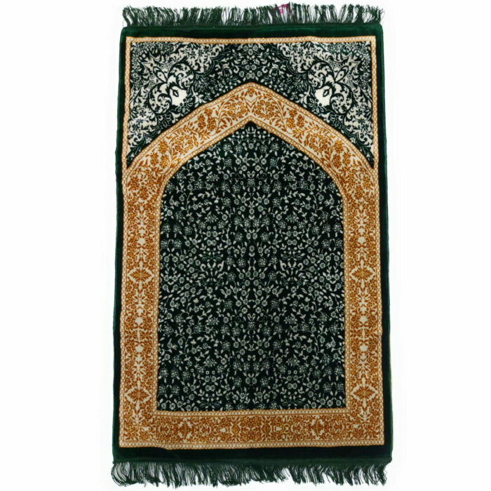 1" Thick Luxury Soft Sponge Padded Islamic Prayer Mat - Dark Green