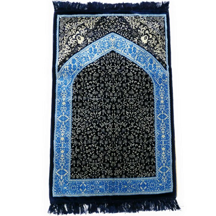 1" Thick Luxury Soft Sponge Padded Islamic Prayer Mat - Navy Blue