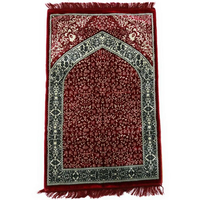 1" Thick Luxury Soft Sponge Padded Islamic Prayer Mat - Red/Black