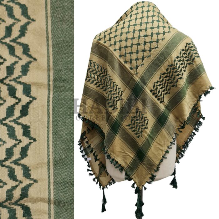 Green/Gold Shemagh Arab Head Scarf Wrap Arafat Keffiyeh Yashmagh