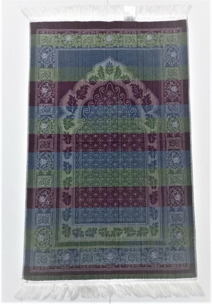 Off-White/Navy Floral Pattern Prayer Mat Musallah Janamaz