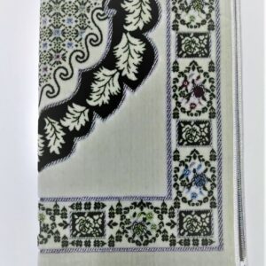 Off-White/Green Floral Pattern Prayer Mat Musallah Janamaz