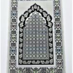 Off-White/Black Floral Pattern Prayer Mat Musallah Janamaz