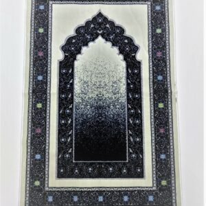 Off-White/Navy Floral Two-Tone Pattern Prayer Mat Janamaz