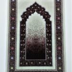 Off-White/Maroon Floral Two-Tone Pattern Prayer Mat Janamaz