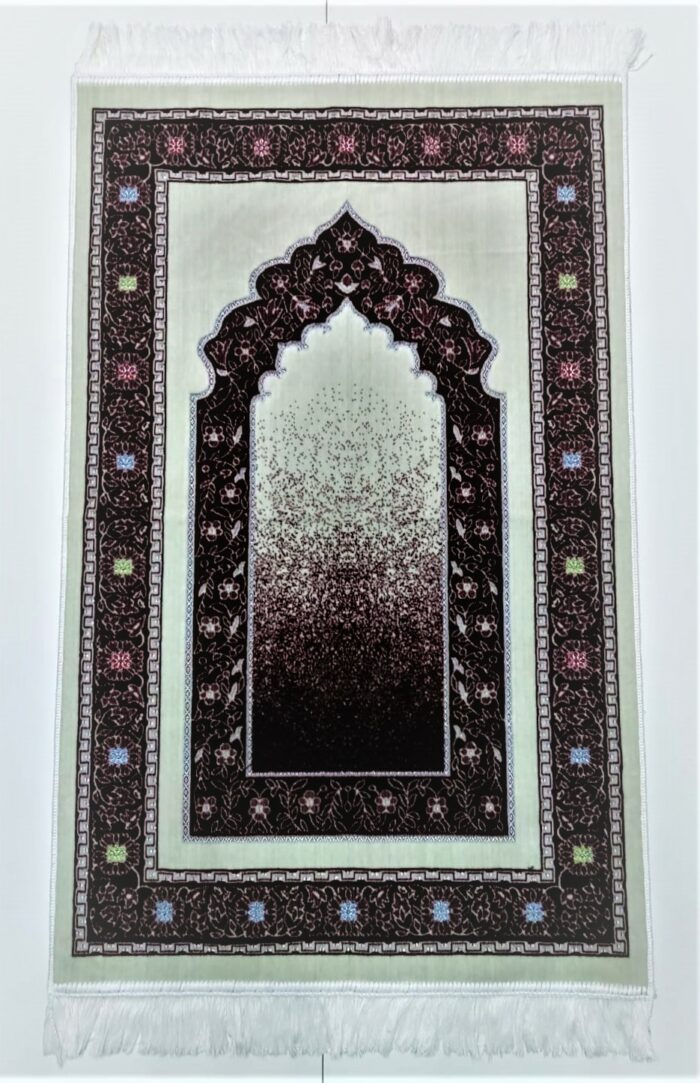 Off-White/Maroon Floral Two-Tone Pattern Prayer Mat Janamaz