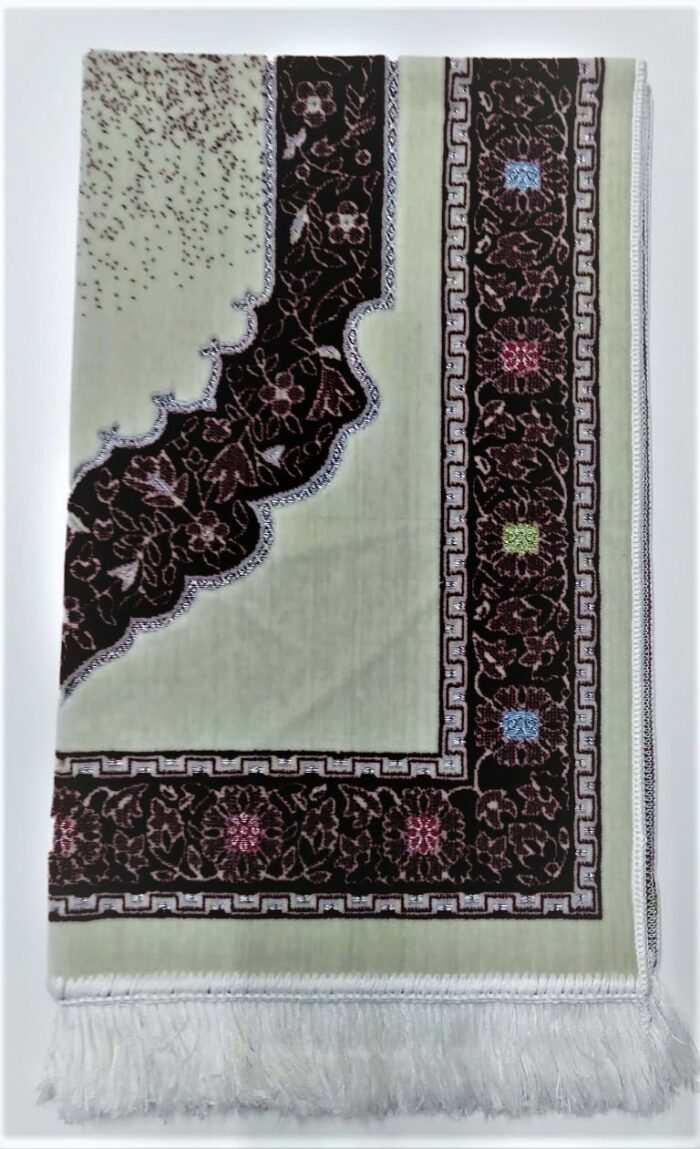 Off-White/Maroon Floral Two-Tone Pattern Prayer Mat Janamaz