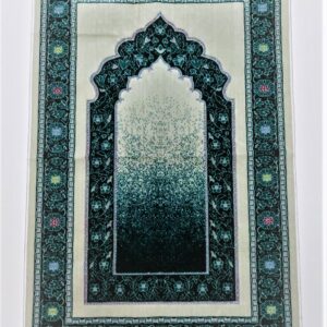 Off-White/Turquoise Floral Two-Tone Pattern Prayer Mat Janamaz