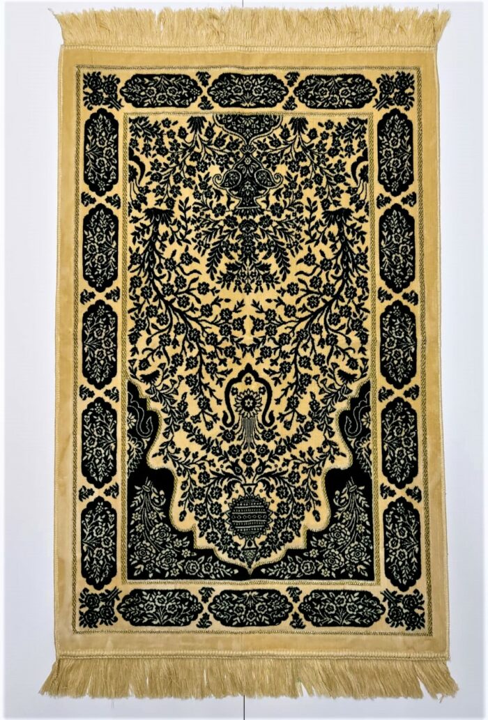 Gold/Maroon Floral Pattern Prayer Mat Janamaz