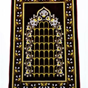 Maroon Flower Arch Floral Pattern Prayer Mat Janamaz