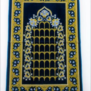 Teal Blue Flower Arch Floral Pattern Prayer Mat Janamaz