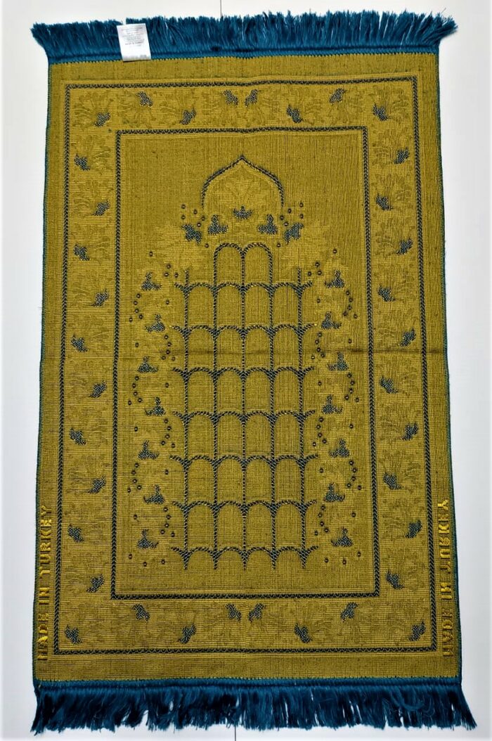 Teal Blue Flower Arch Floral Pattern Prayer Mat Janamaz
