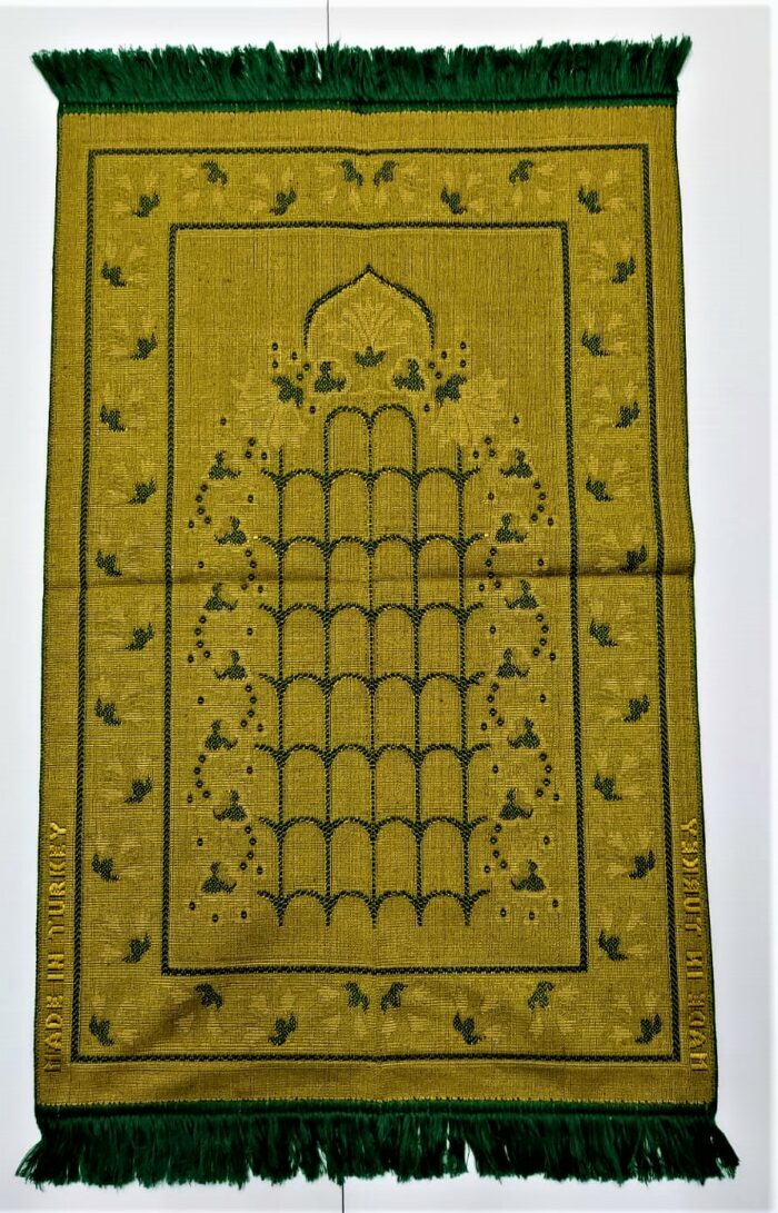 Dark Green Flower Arch Floral Pattern Prayer Mat Janamaz