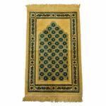 Beautiful Gold/Light Green New Pattern Prayer Mat Musullah Janamaz