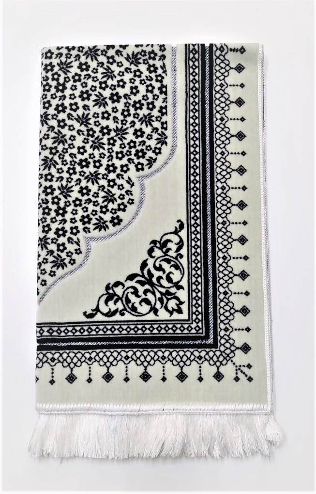 Navy Floral Pattern Prayer Mat Musallah Janamaz