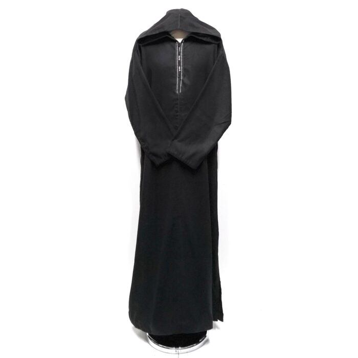 Black Moroccan Wool Hooded Long Sleeve Thobe