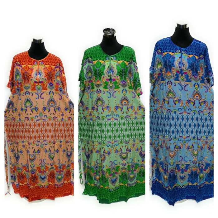 Indo6589 Loose Free Fit Indonesian Kaftan Tunic Holiday Dress Beach Cover Up Dubai Abaya