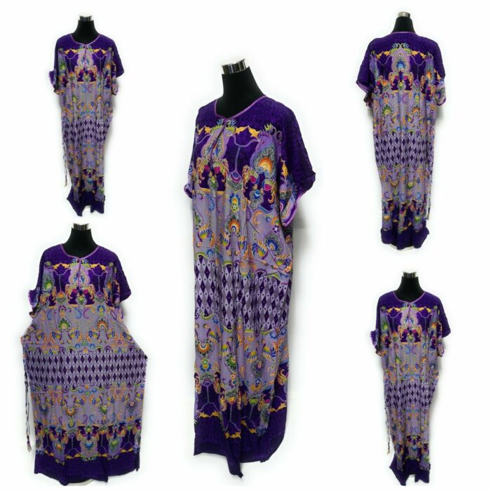 Indo6589 Loose Free Fit Indonesian Kaftan Tunic Holiday Dress Beach Cover Up Dubai Abaya (13)