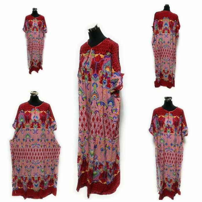 Indo6589 Loose Free Fit Indonesian Kaftan Tunic Holiday Dress Beach Cover Up Dubai Abaya (14)