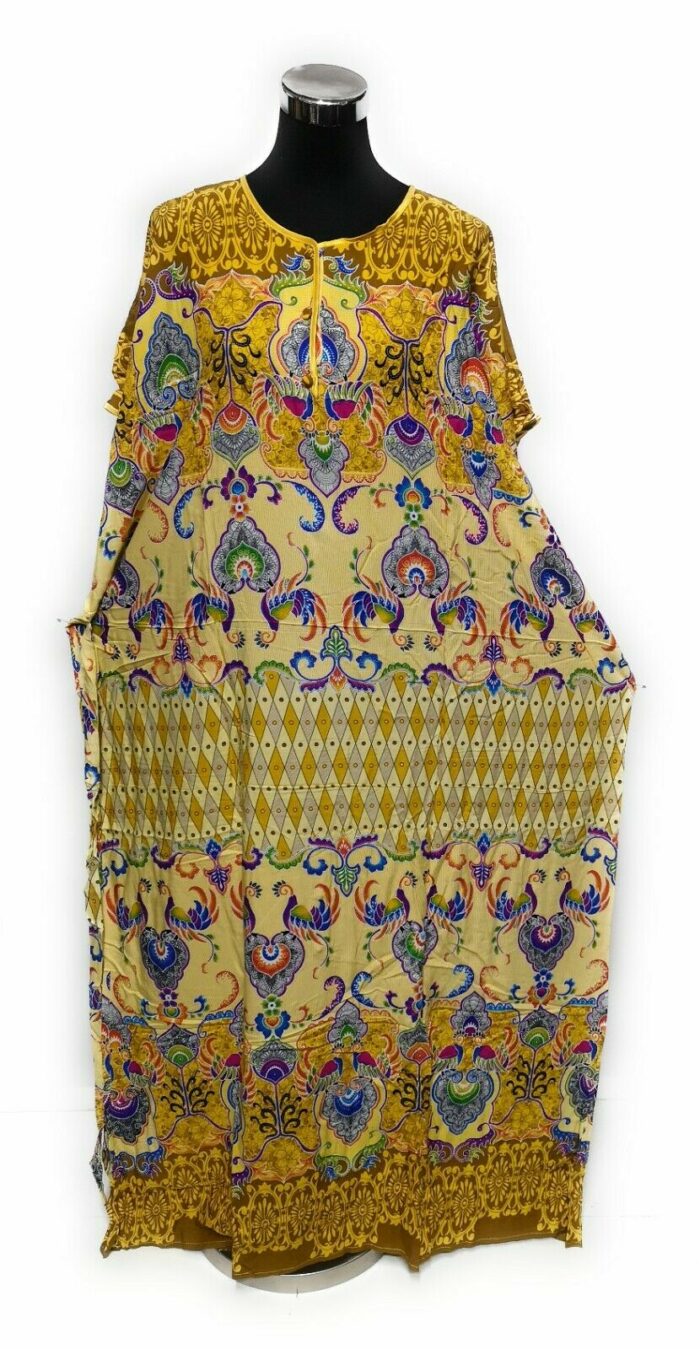 Indo6589 Loose Free Fit Indonesian Kaftan Tunic Holiday Dress Beach Cover Up Dubai Abaya (2)