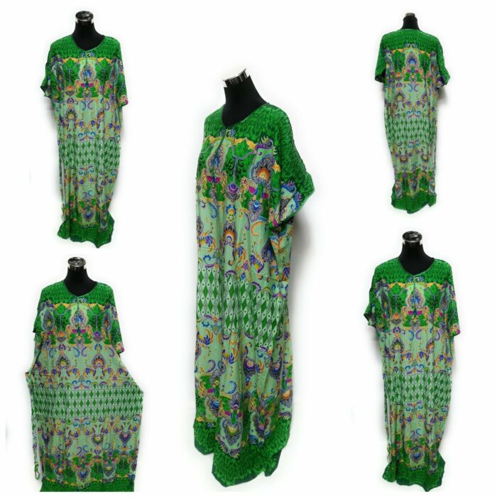 Indo6589 Loose Free Fit Indonesian Kaftan Tunic Holiday Dress Beach Cover Up Dubai Abaya (22)