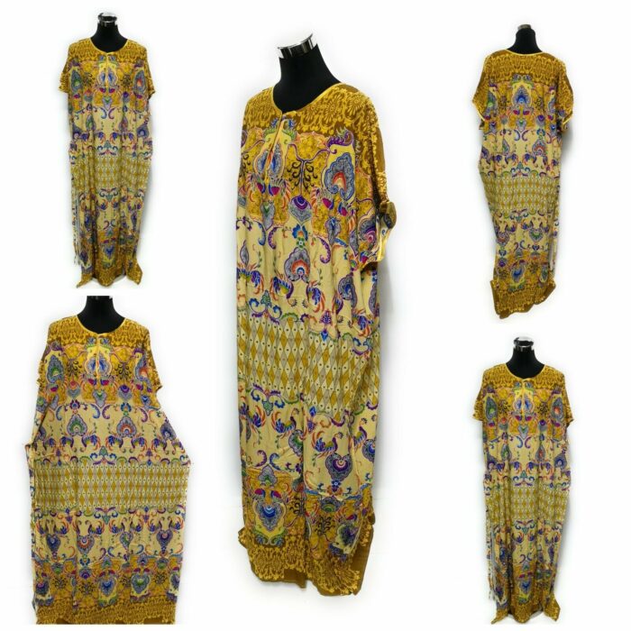 Indo6589 Loose Free Fit Indonesian Kaftan Tunic Holiday Dress Beach Cover Up Dubai Abaya (24)