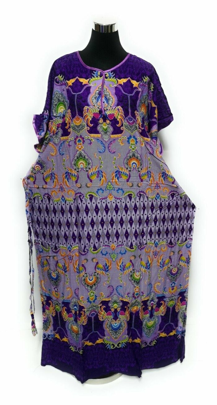 Indo6589 Loose Free Fit Indonesian Kaftan Tunic Holiday Dress Beach Cover Up Dubai Abaya (3)