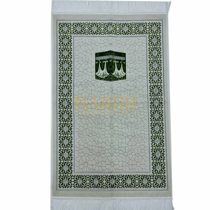 Islamic Kaaba Beautiful Pattern Prayer Mat Turkish Janamaz Musallah Rug. Extremely soft with a lovely, soft feel. Makes an ideal gift for a family or masjid where there are many people praying. Present this to someone who prays their five daily prayers and your reward will be ongoing. New design prayer mat based on beautiful geometric patterns. Product of Turkey by Saffa. VERY HIGH QUALITY! Dimensions: 27" x 44" (Approximate) Weight: 590-650g (Approximate)