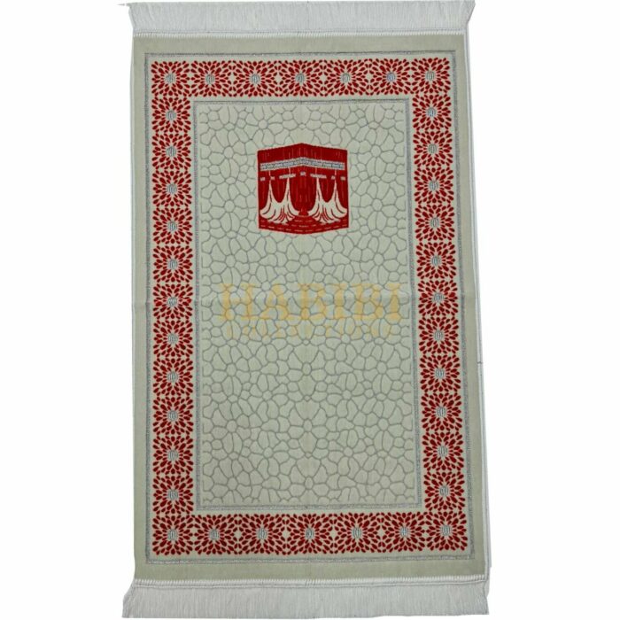 Islamic Kaaba Beautiful Pattern Prayer Mat Turkish Janamaz Musallah Rug. Extremely soft with a lovely, soft feel. Makes an ideal gift for a family or masjid where there are many people praying. Present this to someone who prays their five daily prayers and your reward will be ongoing. New design prayer mat based on beautiful geometric patterns. Product of Turkey by Saffa. VERY HIGH QUALITY! Dimensions: 27" x 44" (Approximate) Weight: 590-650g (Approximate)