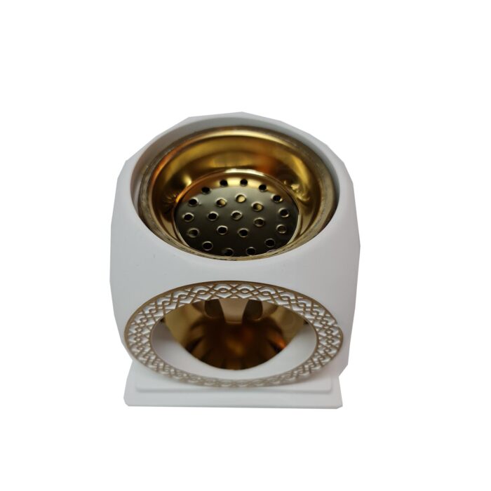 Jy940 White Ceramic Incense Bakhoor Burner,mabkhara ,burner High Quality Magnetic Top (3)