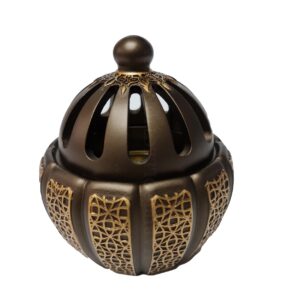 Jyr0945 Champagne Ceramic Incense Bakhoor Burner,mabkhara ,burner High Quality Magnetic Top (1)