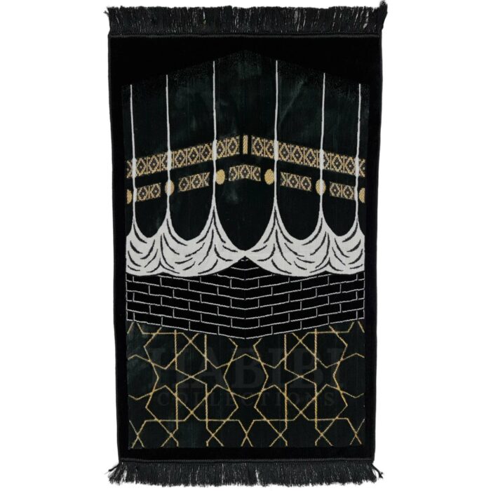 Luxury Islamic Kaaba Prayer Mat Gold Black Grey by Saffa