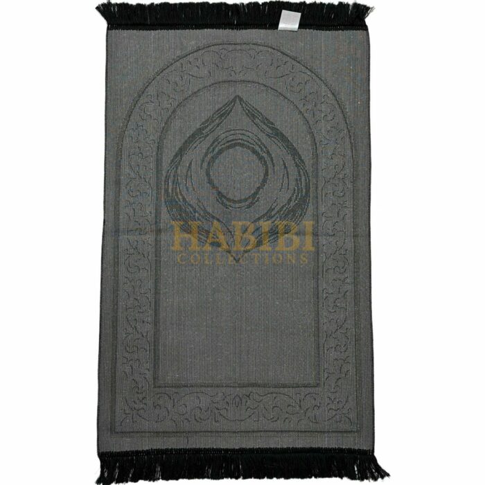 Hajar Aswad Black Stone Kaaba Islamic Prayer Mat from Turkey. Extremely soft with a lovely, soft feel. Makes an ideal gift for a family or masjid where there are many people praying. Present this to someone who prays their five daily prayers and your reward will be ongoing. New design prayer mat based on beautiful patterns. The mat weights approximately 780g. Comes nicely packed with beautiful plastic wrap/bag or label wrap. Dimensions (approx.): 27.5" X 43.5"