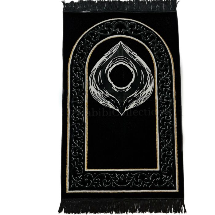 Kabastone Blkwht Hajar Aswad Black Stone Kaaba Islamic Prayer Mat From Turkey Turquoise (1)