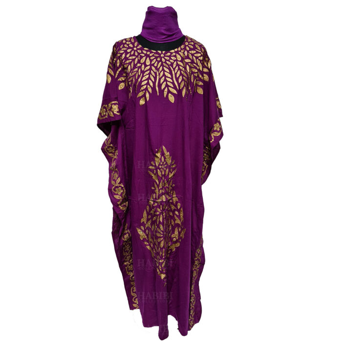 Kaftulp 004 Women’s Cotton Floral Multicoloured Kaftan Maxi Dress Free Size With Matching Scarf 182116